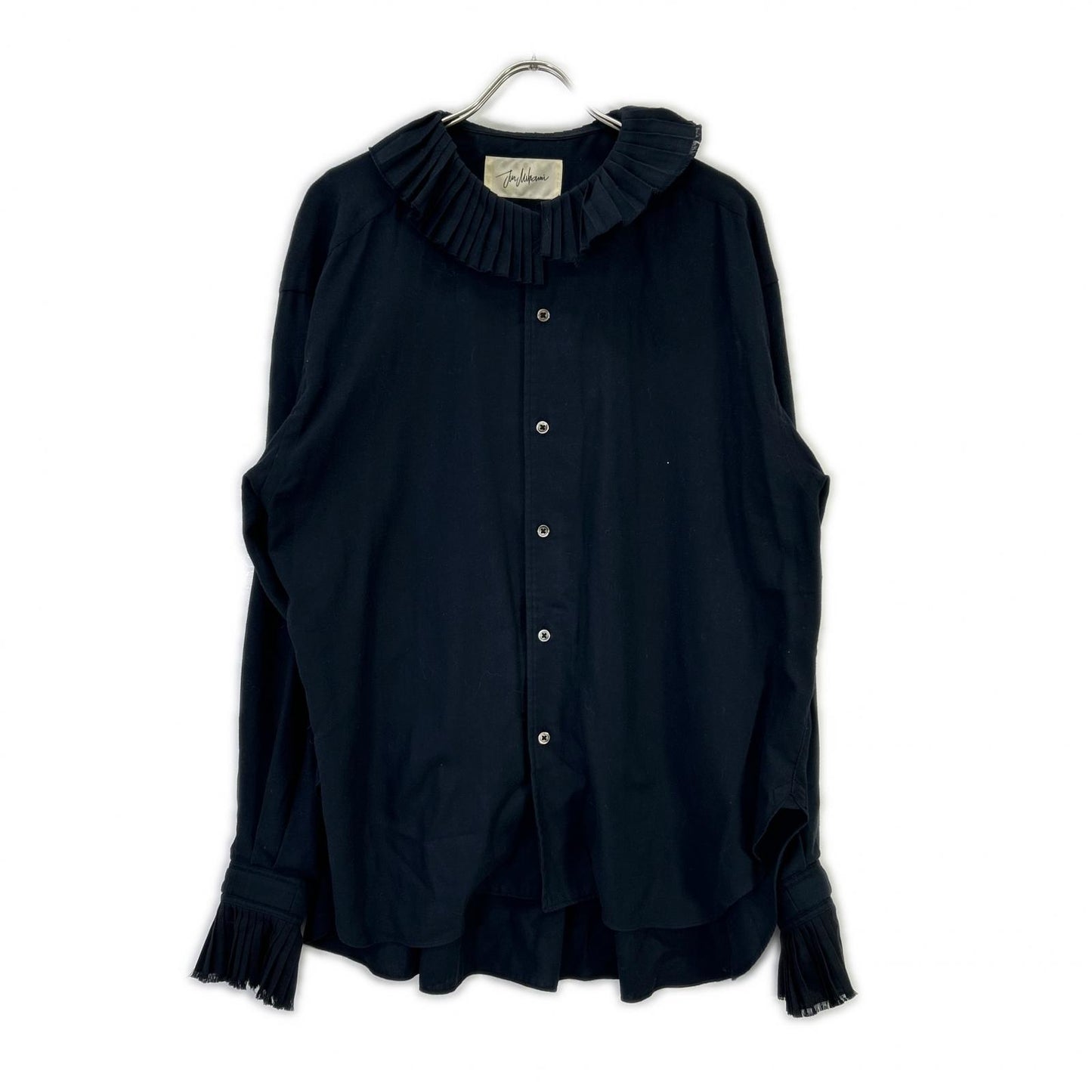 Navy Pleated Collar Shirt Top Undefined Size Ladies
