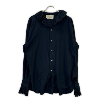 Navy Pleated Collar Shirt Top Undefined Size Ladies