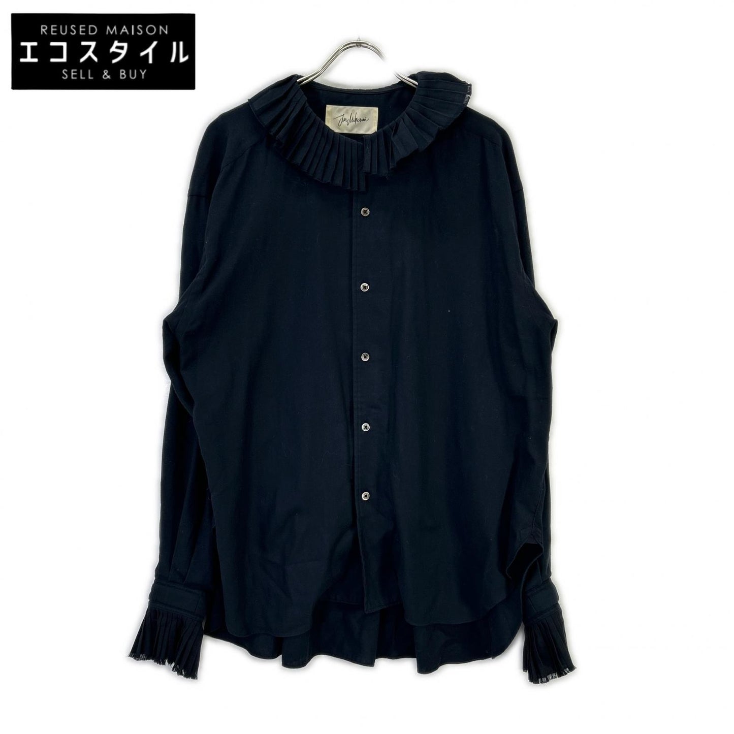 Navy Pleated Collar Shirt Top Undefined Size Ladies
