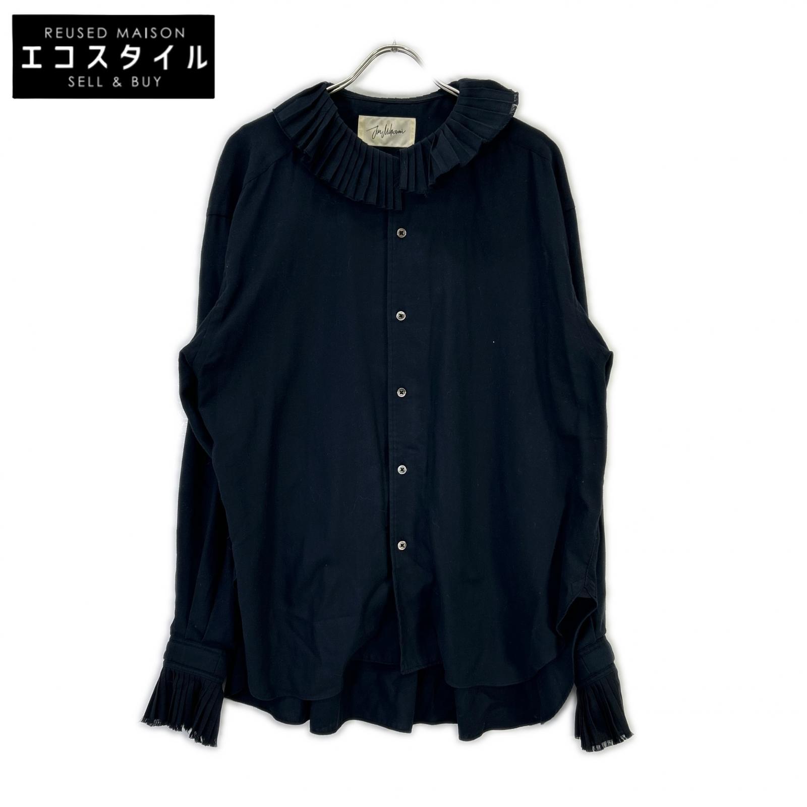 Navy Pleated Collar Shirt Top Undefined Size Ladies