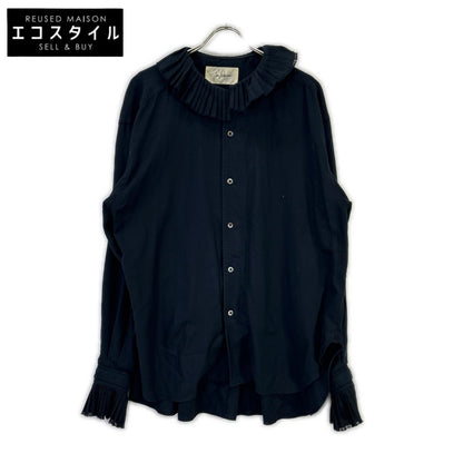Navy Pleated Collar Shirt Top Undefined Size Ladies
