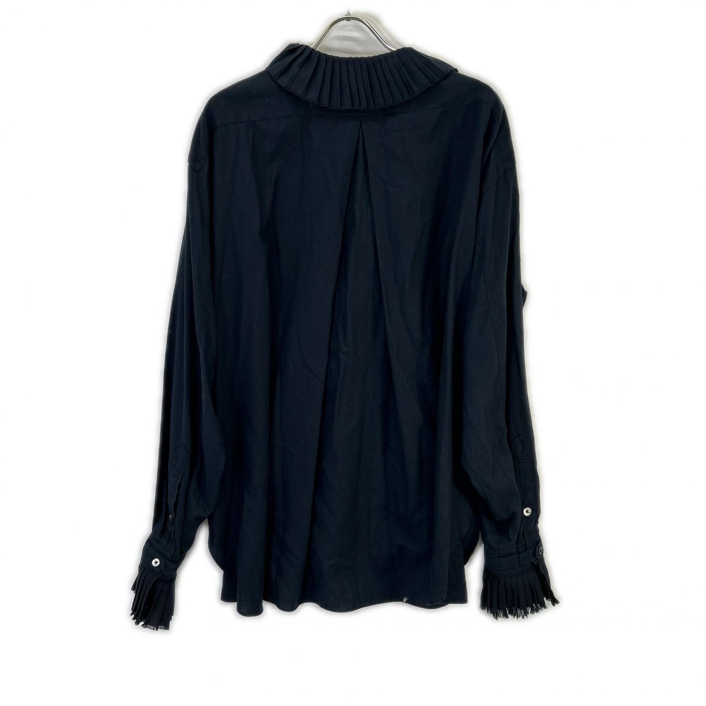 Navy Pleated Collar Shirt Top Undefined Size Ladies