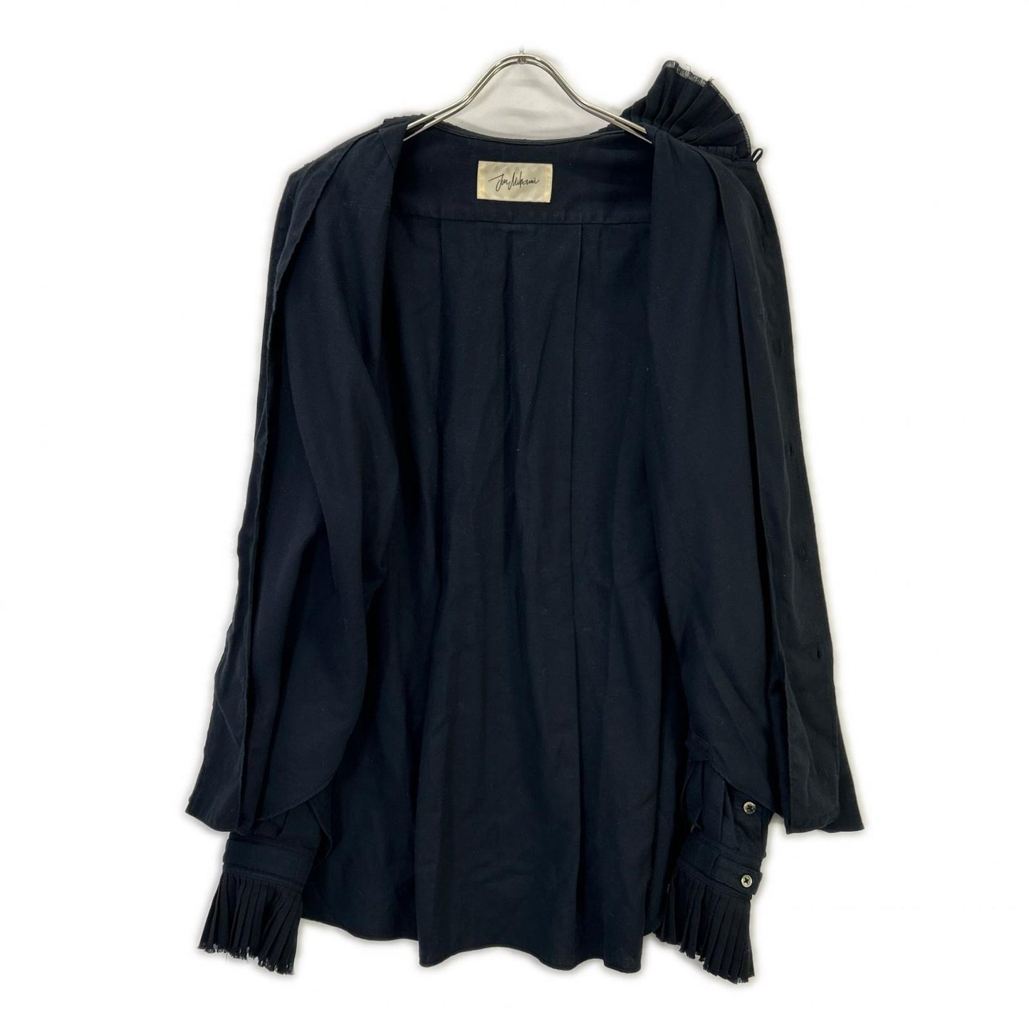 Navy Pleated Collar Shirt Top Undefined Size Ladies