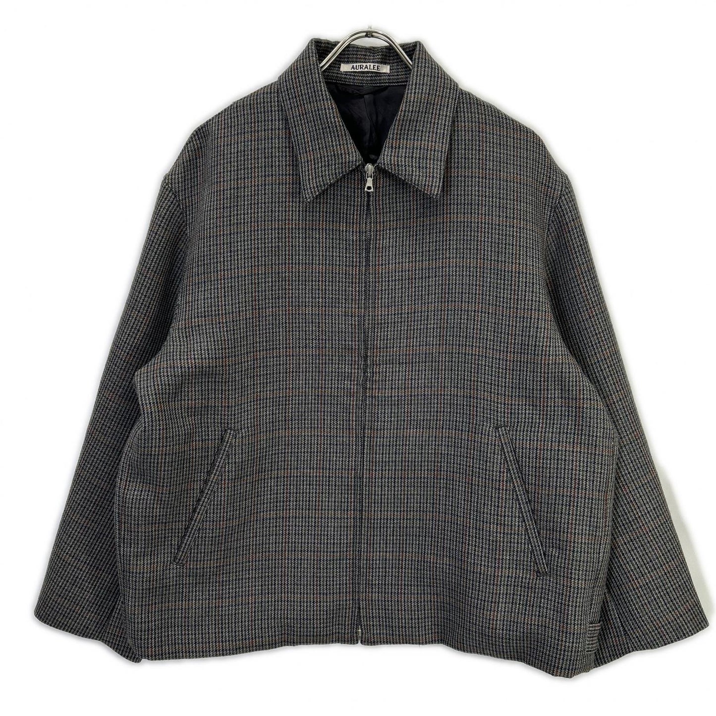 AURALEE オーラリー A8AB02BN チャコールグレー ウール DOUBLE FACE CHECK ZIP BLOUSON/ダブルフェイスチェックジップブルゾン ジャケット