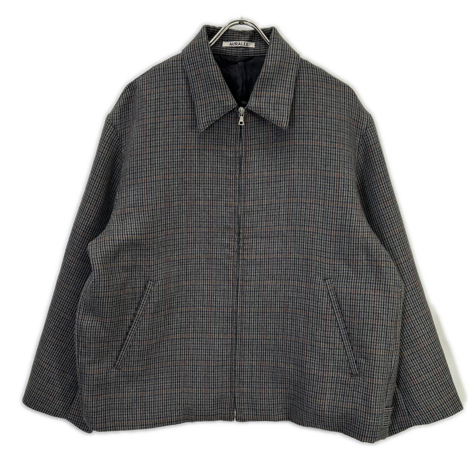 AURALEE オーラリー A8AB02BN チャコールグレー ウール DOUBLE FACE CHECK ZIP BLOUSON/ダブルフェイスチェックジップブルゾン ジャケット