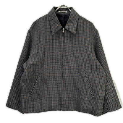 AURALEE オーラリー A8AB02BN チャコールグレー ウール DOUBLE FACE CHECK ZIP BLOUSON/ダブルフェイスチェックジップブルゾン ジャケット