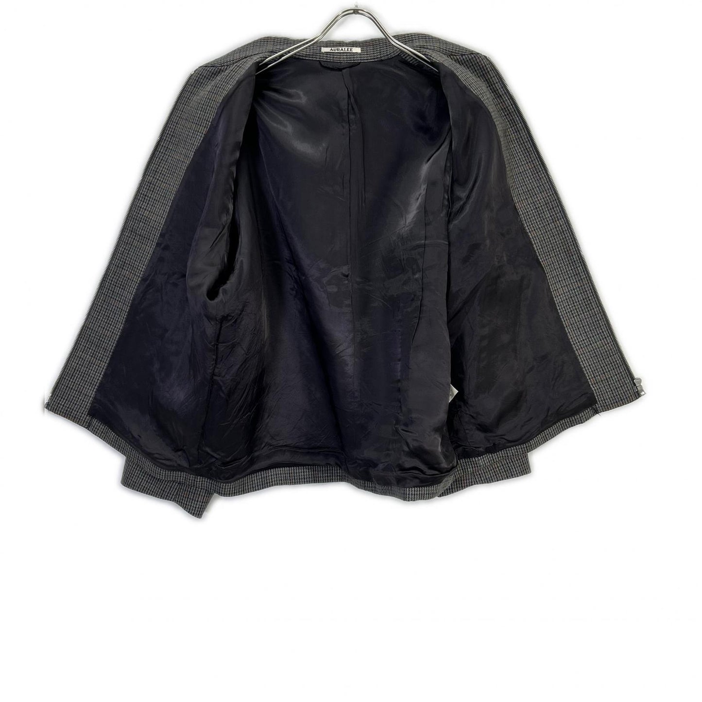 AURALEE オーラリー A8AB02BN チャコールグレー ウール DOUBLE FACE CHECK ZIP BLOUSON/ダブルフェイスチェックジップブルゾン ジャケット