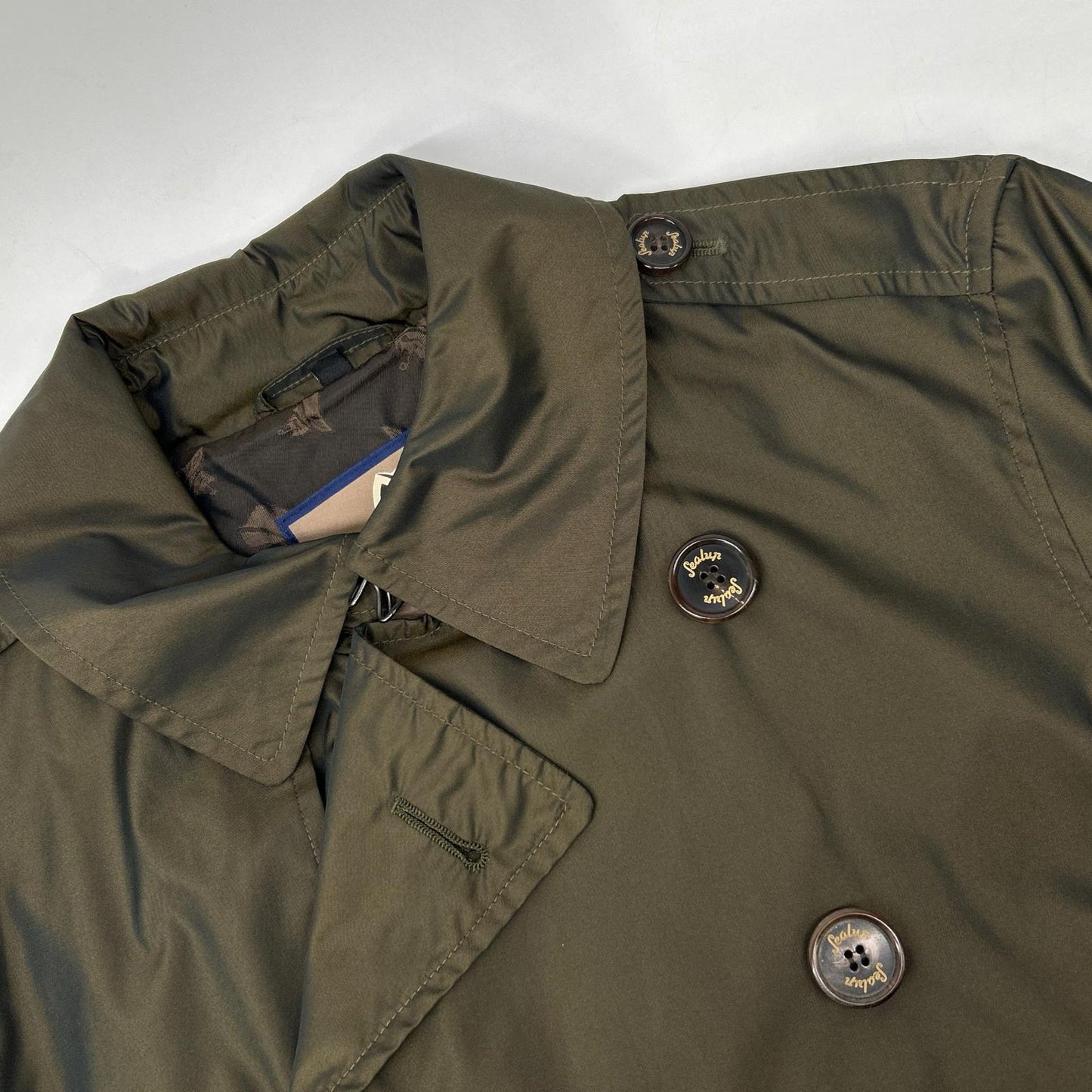 Sealup シーラップ BEAMS F別注 カーキ ポリエステル ダブルブレスト ベルテッドスプリングコート コート