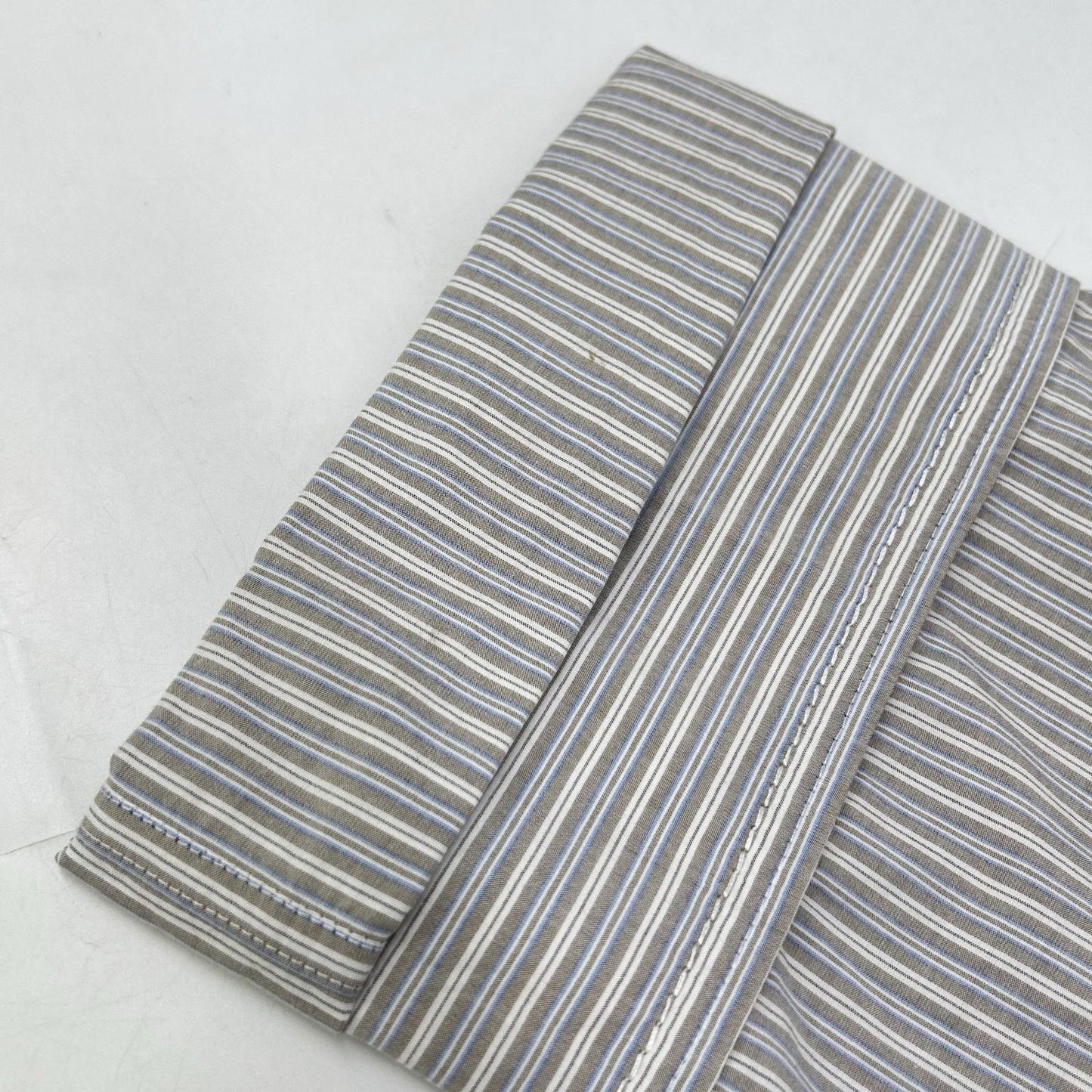 MM6 S52DL0200 Greige Cotton Cutoff Cropped Long Sleeve Striped Shirt Top