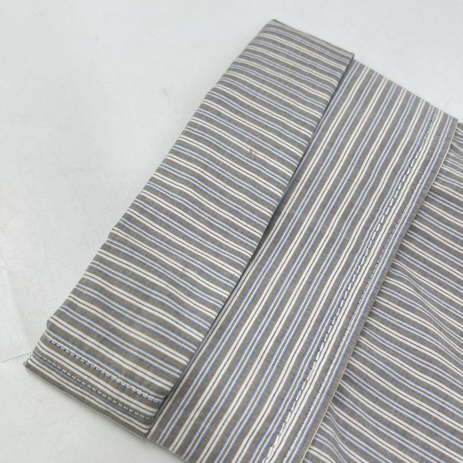 MM6 S52DL0200 Greige Cotton Cutoff Cropped Long Sleeve Striped Shirt Top