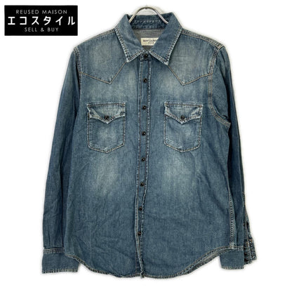 SAINT LAURENT PARIS サンローランパリ 597059 Y880U ウォッシュブルー コットン オニキススナップボタン デニムウエスタンシャツ トップス