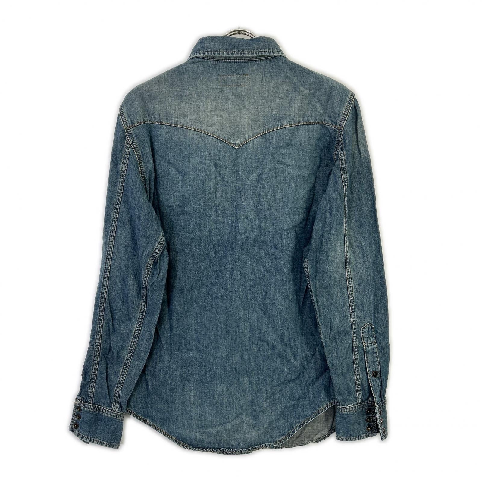 SAINT LAURENT PARIS サンローランパリ 597059 Y880U ウォッシュブルー コットン オニキススナップボタン デニムウエスタンシャツ トップス