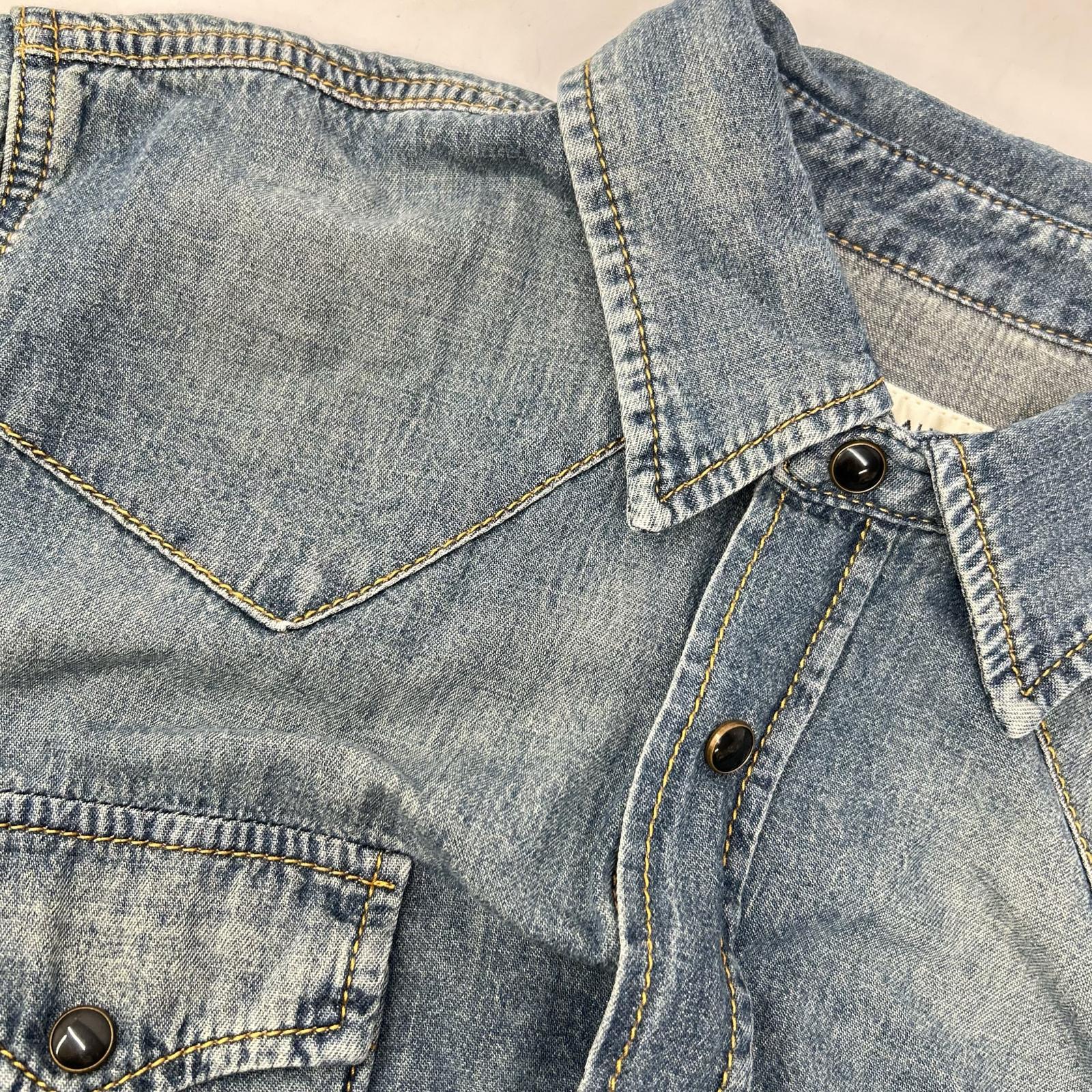 SAINT LAURENT PARIS サンローランパリ 597059 Y880U ウォッシュブルー コットン オニキススナップボタン デニムウエスタンシャツ トップス