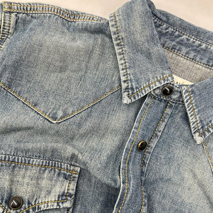 SAINT LAURENT PARIS サンローランパリ 597059 Y880U ウォッシュブルー コットン オニキススナップボタン デニムウエスタンシャツ トップス