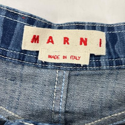 MARNI 马尼 22SS GOJD0447A0 靛蓝色棉混趣味条纹纽扣牛仔半身裙 裙子
