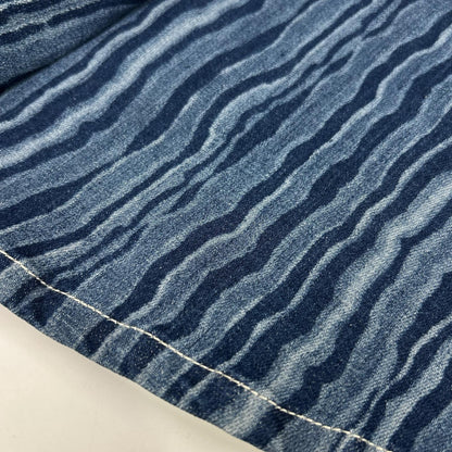 MARNI 马尼 22SS GOJD0447A0 靛蓝色棉混趣味条纹纽扣牛仔半身裙 裙子