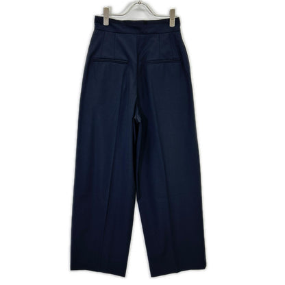 LH23SS-PT003 Navy Wool-blend High-waist Tuck Wide Straight Pants Bottoms 36 Women's