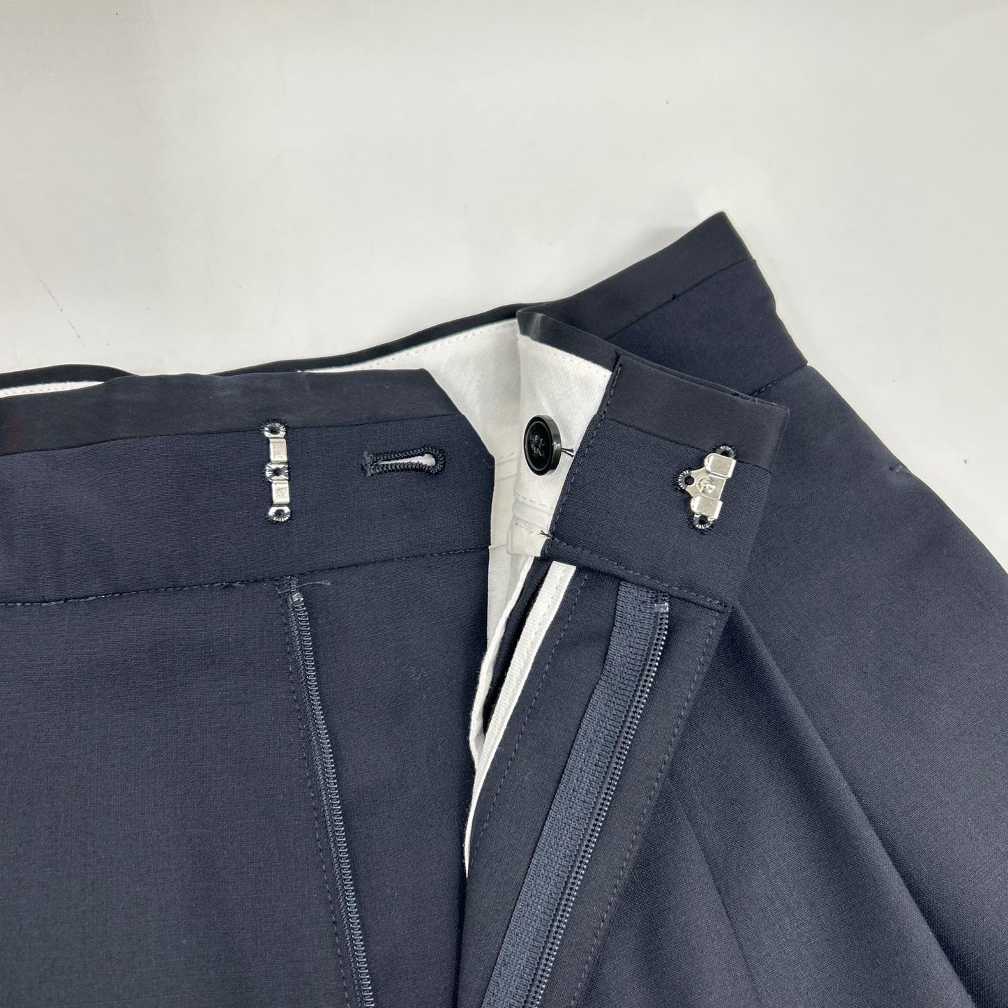 LH23SS-PT003 Navy Wool-blend High-waist Tuck Wide Straight Pants Bottoms 36 Women's