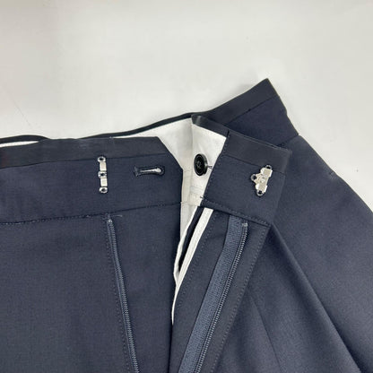 LH23SS-PT003 Navy Wool-blend High-waist Tuck Wide Straight Pants Bottoms 36 Women's