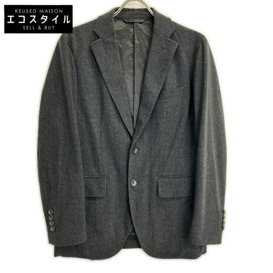 Black shadow check, center vent, 2B tailored jacket suit, set-up, 44, men's