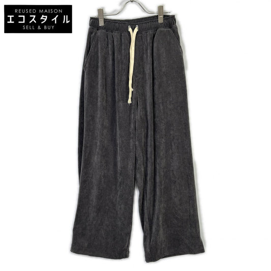P57111BF Gray Nylon Blend Drawstring Corduroy Wide Pants Bottoms 38 Ladies
