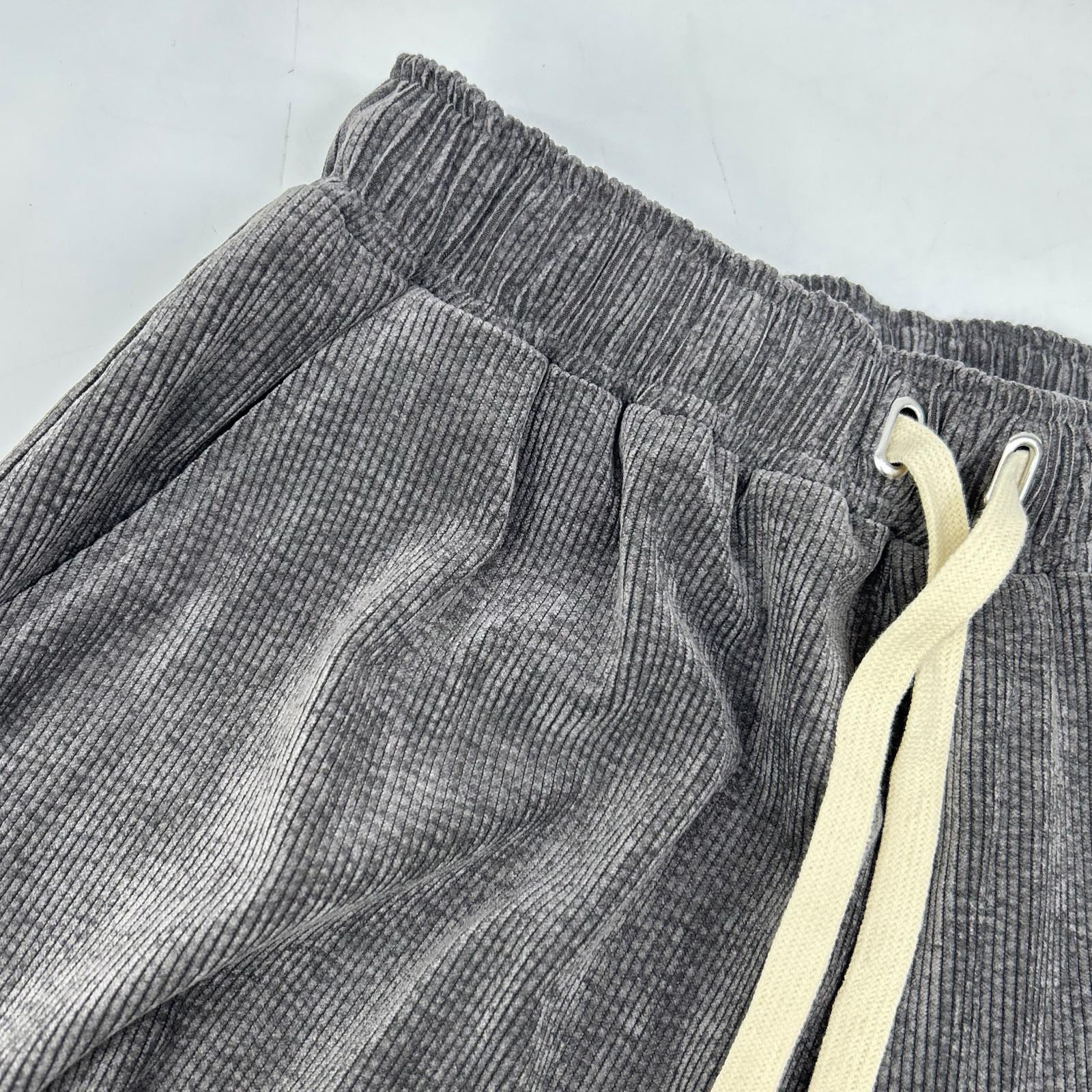 P57111BF Gray Nylon Blend Drawstring Corduroy Wide Pants Bottoms 38 Ladies