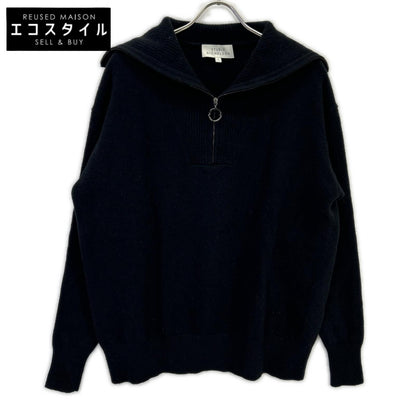52-10-122015 Navy Wool Half-Zip High-Neck Knit Pullover 22AW Tops 1 Women's
