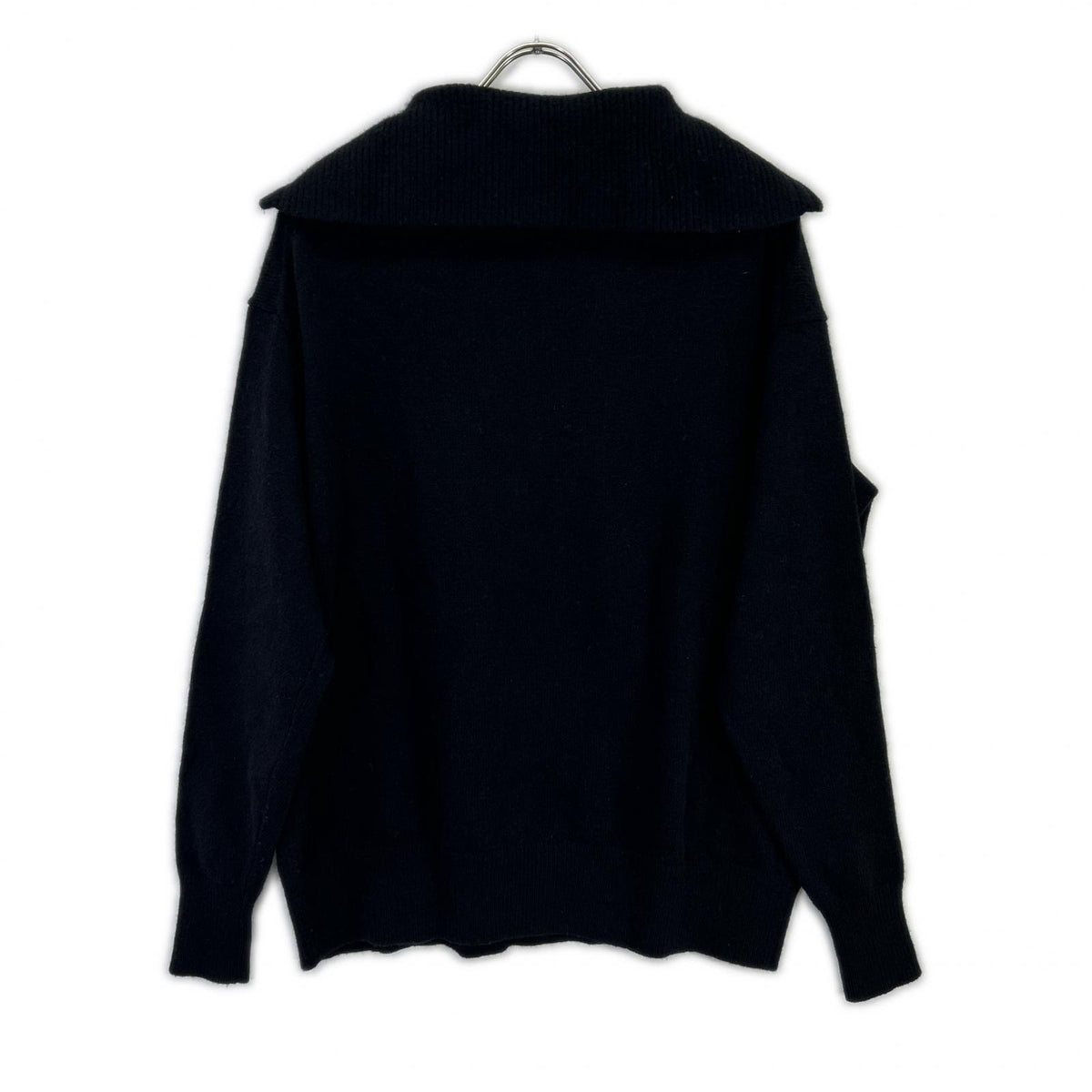STUDIO NICHOLSON 52-10-122015 Navy Wool Half-Zip High-Neck Knit Pullover 22AW Tops