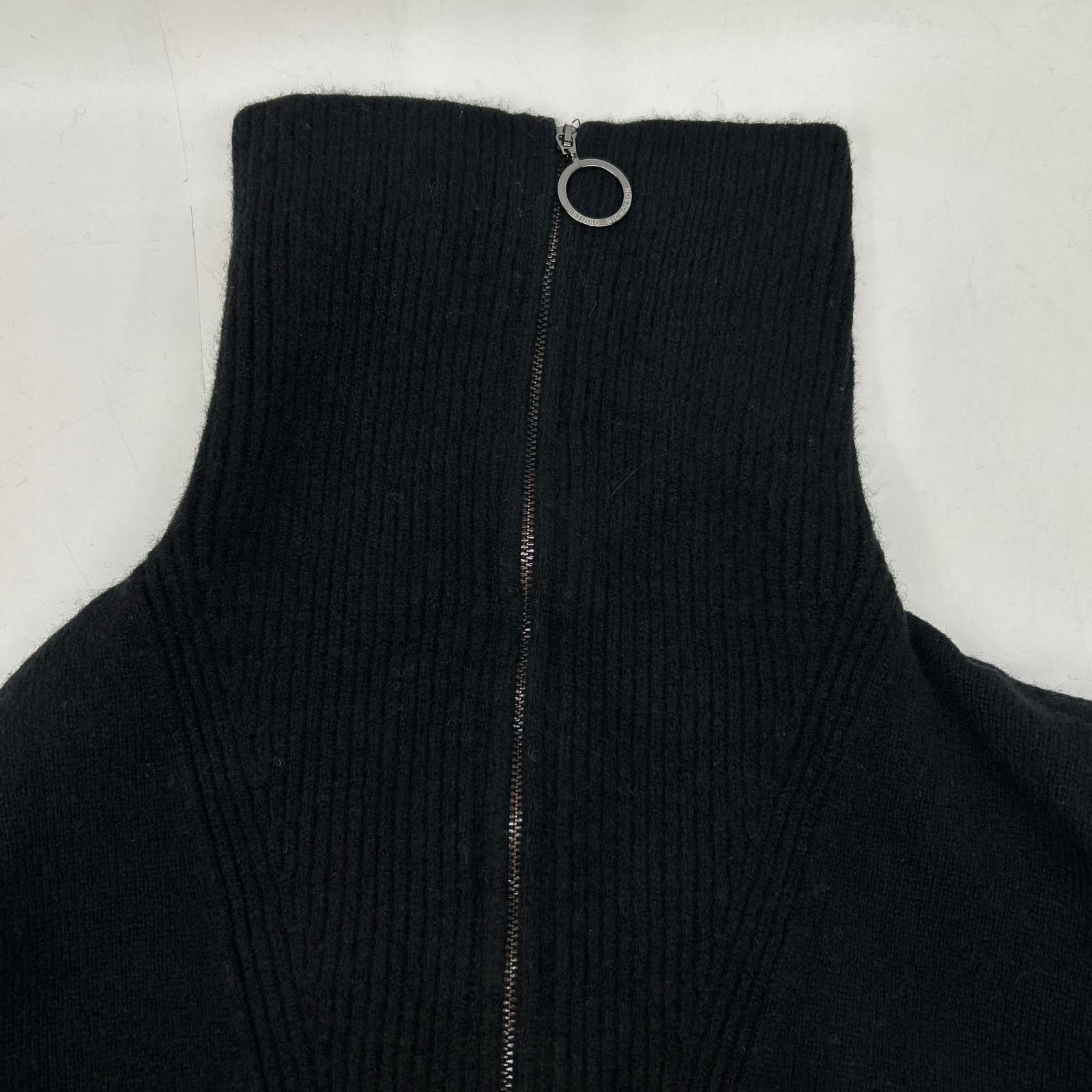 52-10-122015 Navy Wool Half-Zip High-Neck Knit Pullover 22AW Tops 1 Women's