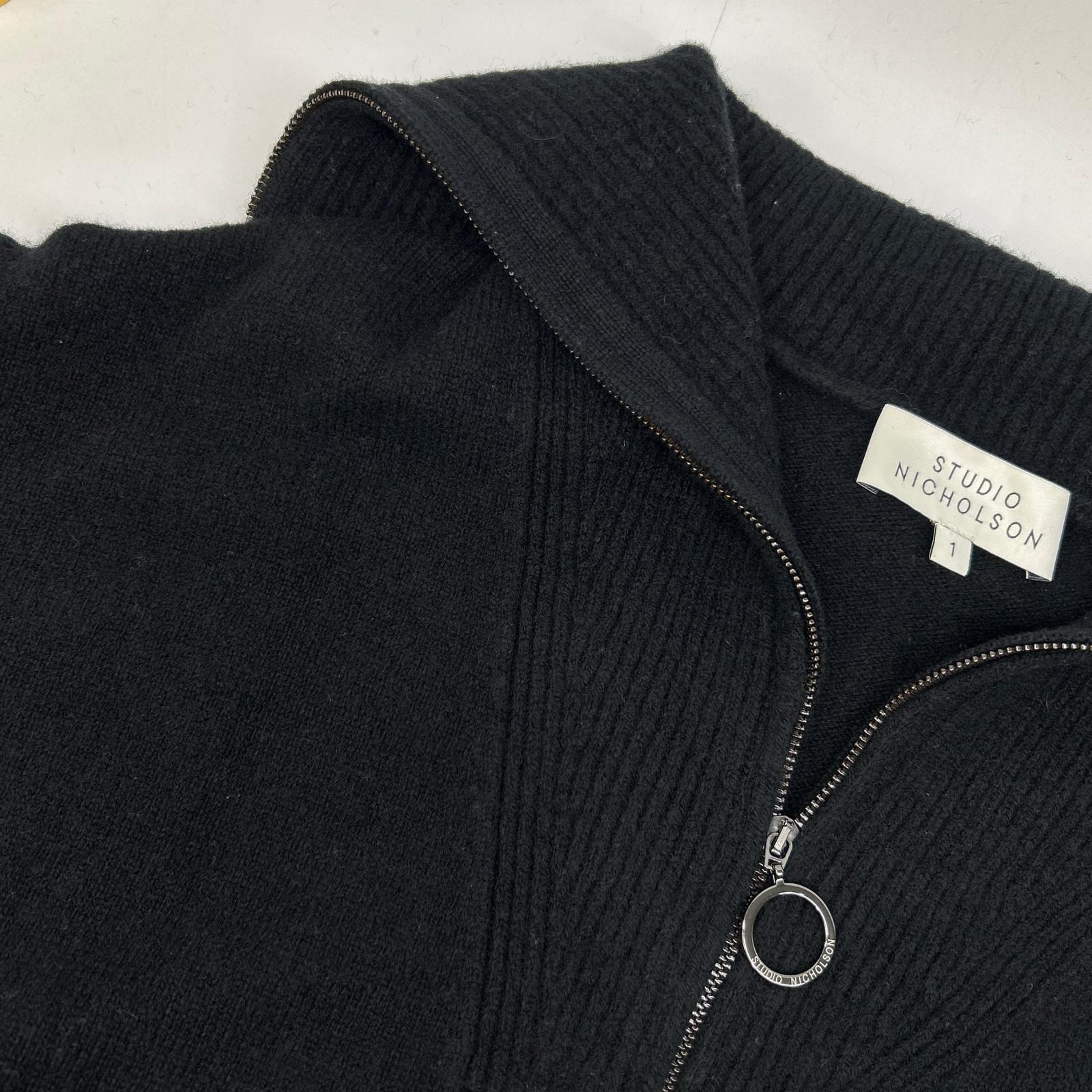 52-10-122015 Navy Wool Half-Zip High-Neck Knit Pullover 22AW Tops 1 Women's