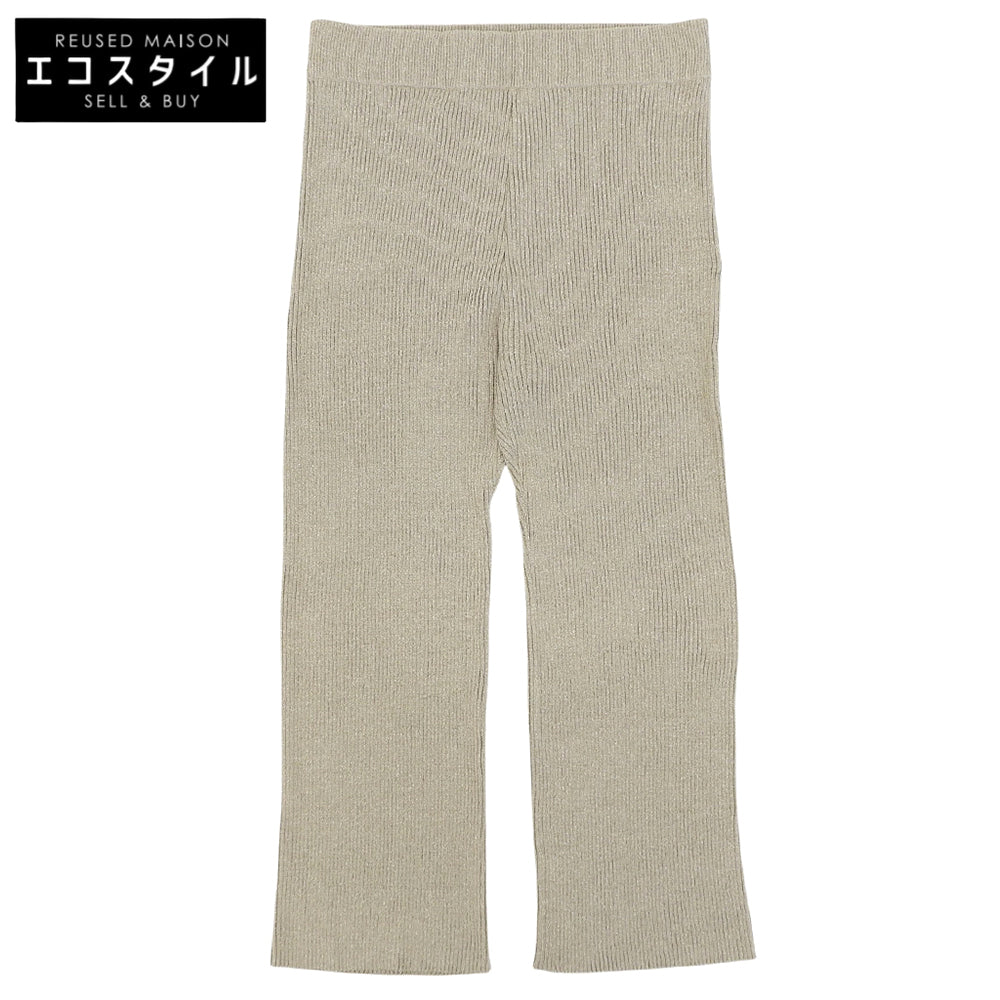 Deuxieme Classe ドゥーズィエムクラス 新品同様 シルク×コットン リブニットストレートパンツ ボトムス レディース ベージュ 38 20-080-500-7150 ボトムス