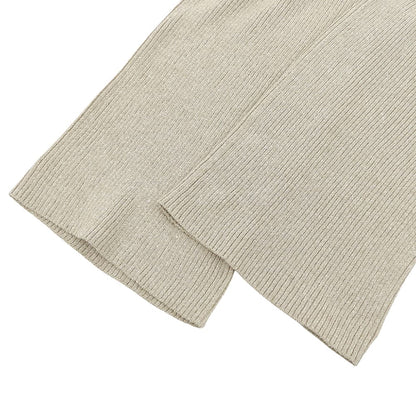 Deuxieme Classe ドゥーズィエムクラス 新品同様 シルク×コットン リブニットストレートパンツ ボトムス レディース ベージュ 38 20-080-500-7150 ボトムス