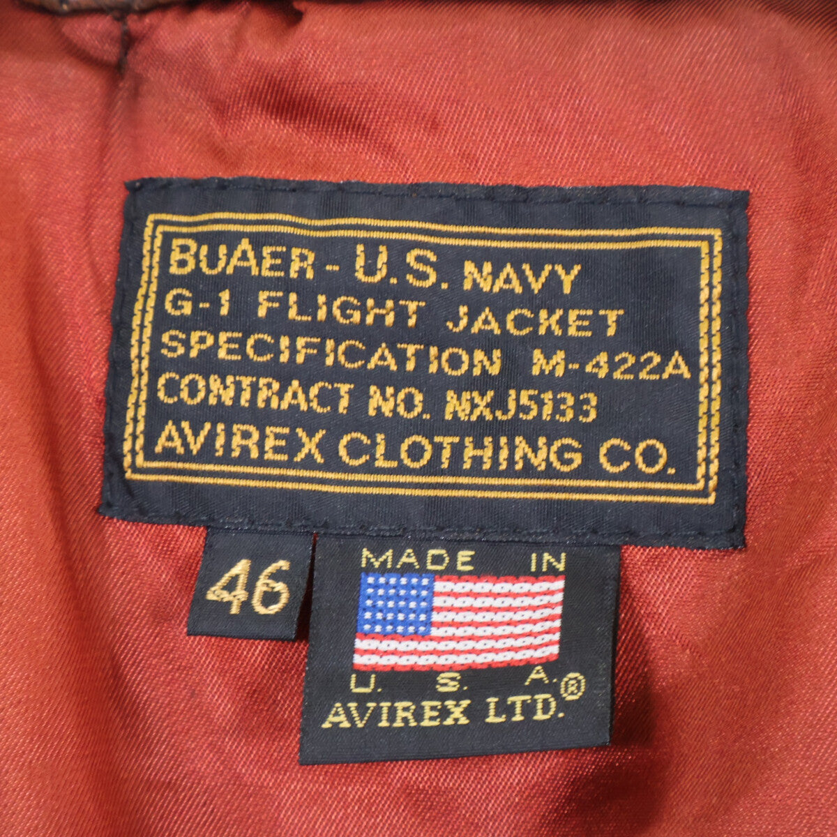 VINTAGE LIMITED VERSION M-422A USA Made Goatskin TOP GUN G-1 FAR EAST CRUISE Flight Jacket 46 Men's