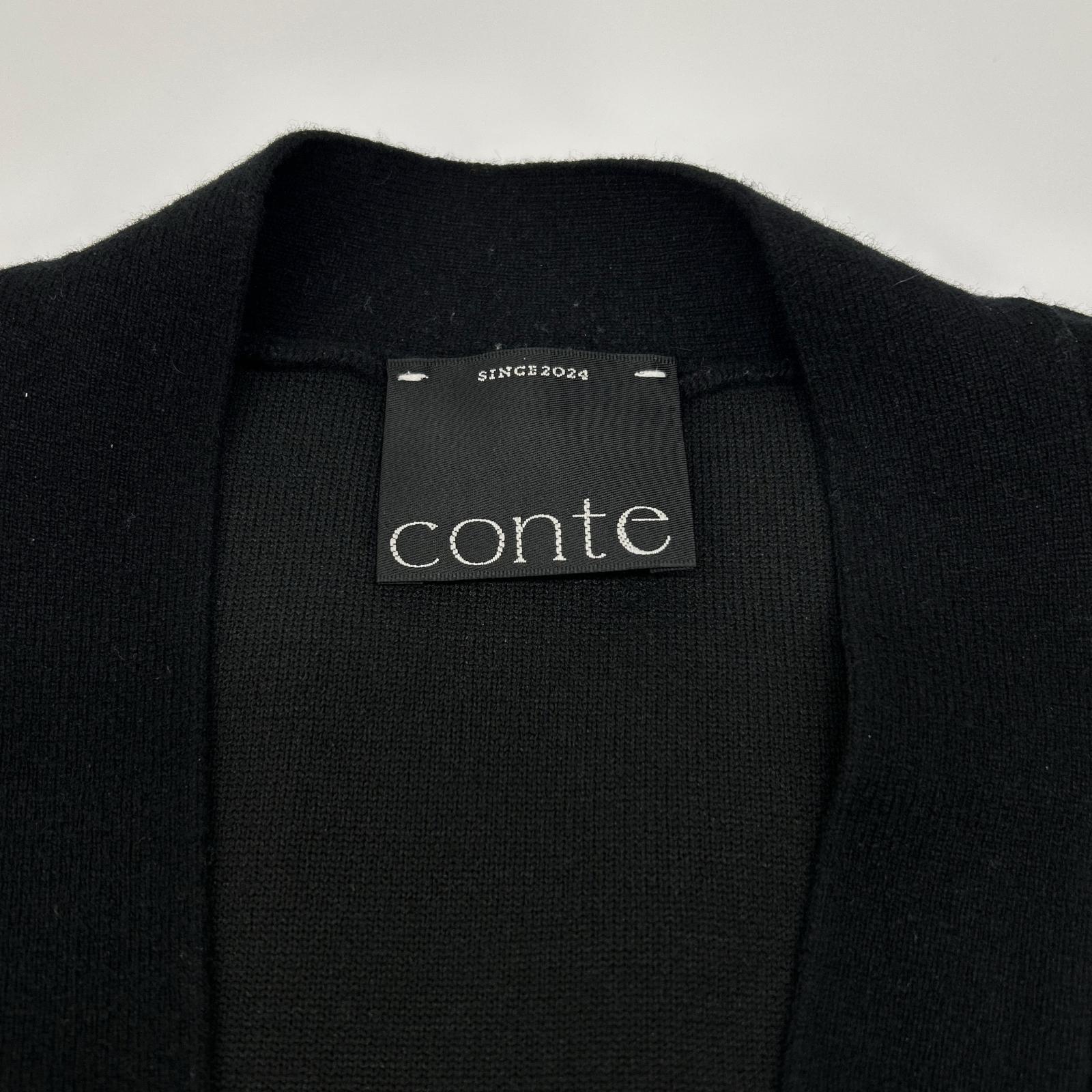 conte コンテ 8528-1-000010 ブラック ウール Vネック ロングカーディガン トップス