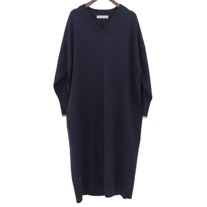 UNFILO アンフィーロ 美品 Vネックニットワンピース レディース ネイビー XL 25年製 ワンピース