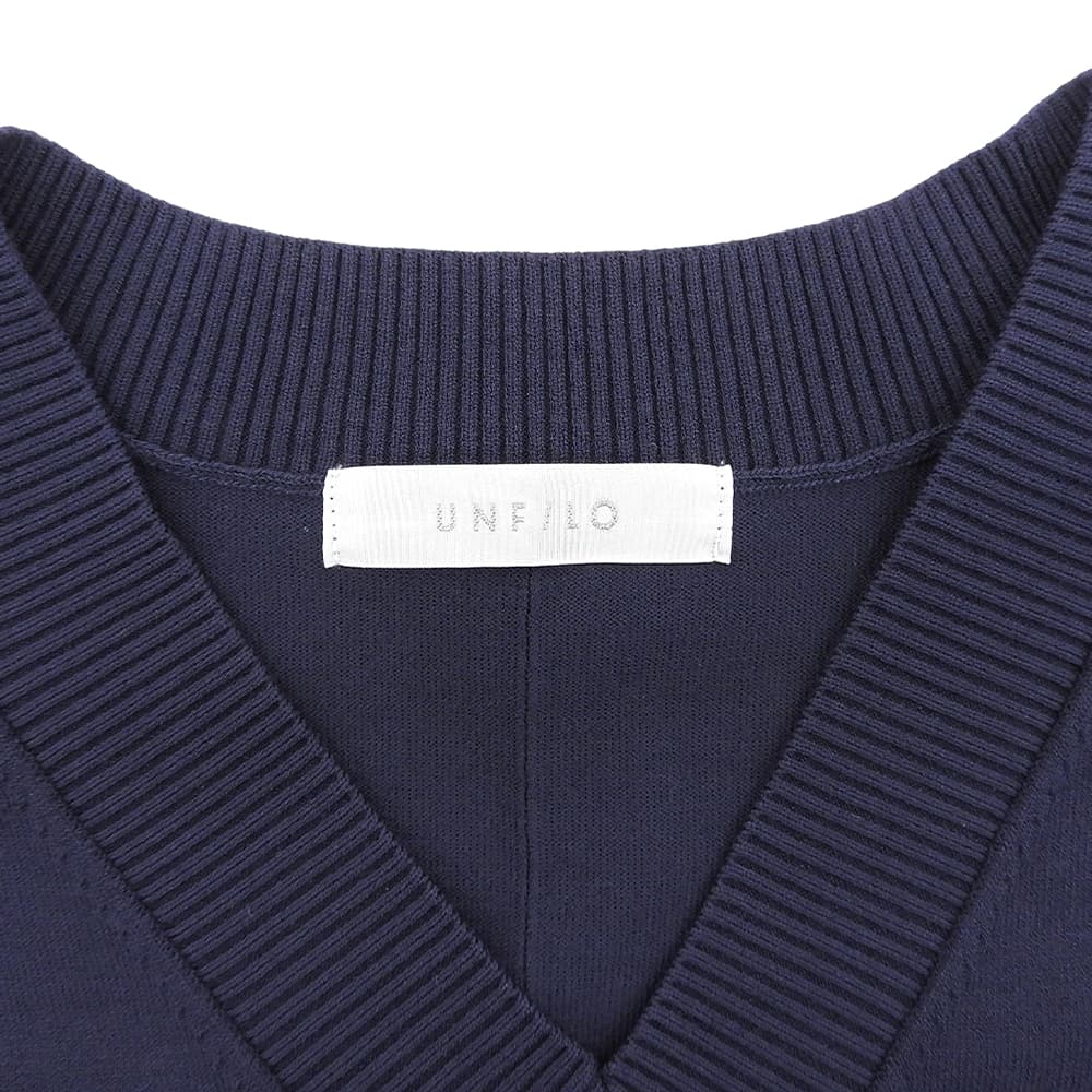 UNFILO アンフィーロ 美品 Vネックニットワンピース レディース ネイビー XL 25年製 ワンピース