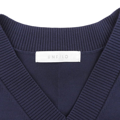 UNFILO アンフィーロ 美品 Vネックニットワンピース レディース ネイビー XL 25年製 ワンピース