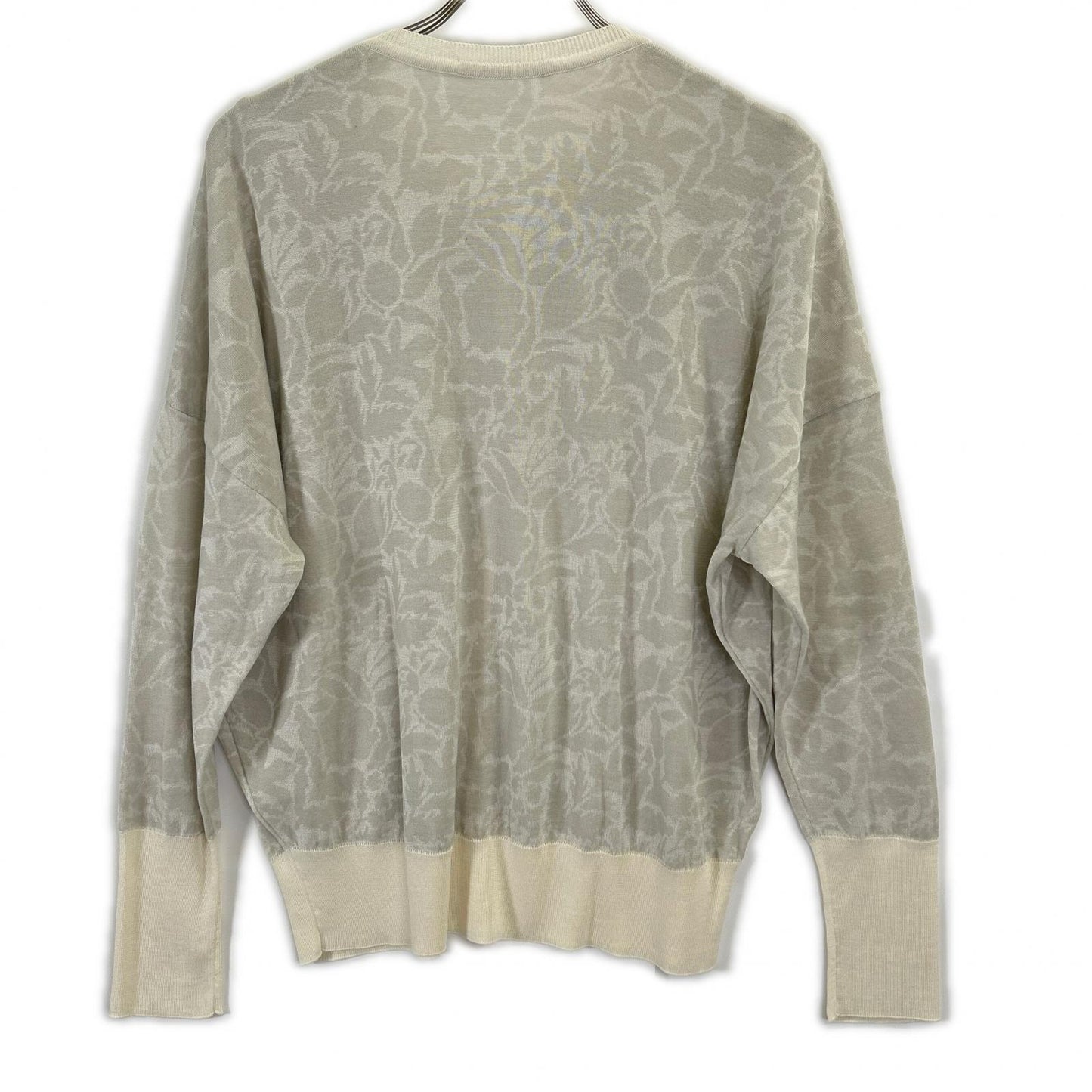 aes8073 26SS White Silk Cotton Shadow Knit Cardigan Tops 40-42 Women's
