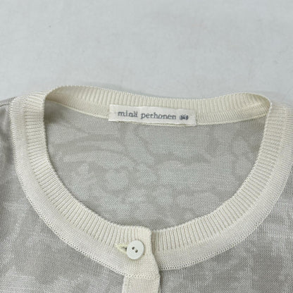 aes8073 26SS White Silk Cotton Shadow Knit Cardigan Tops 40-42 Women's