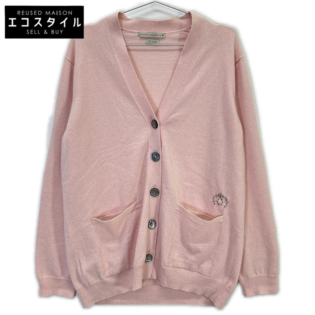 QUEENE AND BELLE クイーンアンドベル Pink 100% Cashmere Knit Cardigan Tops