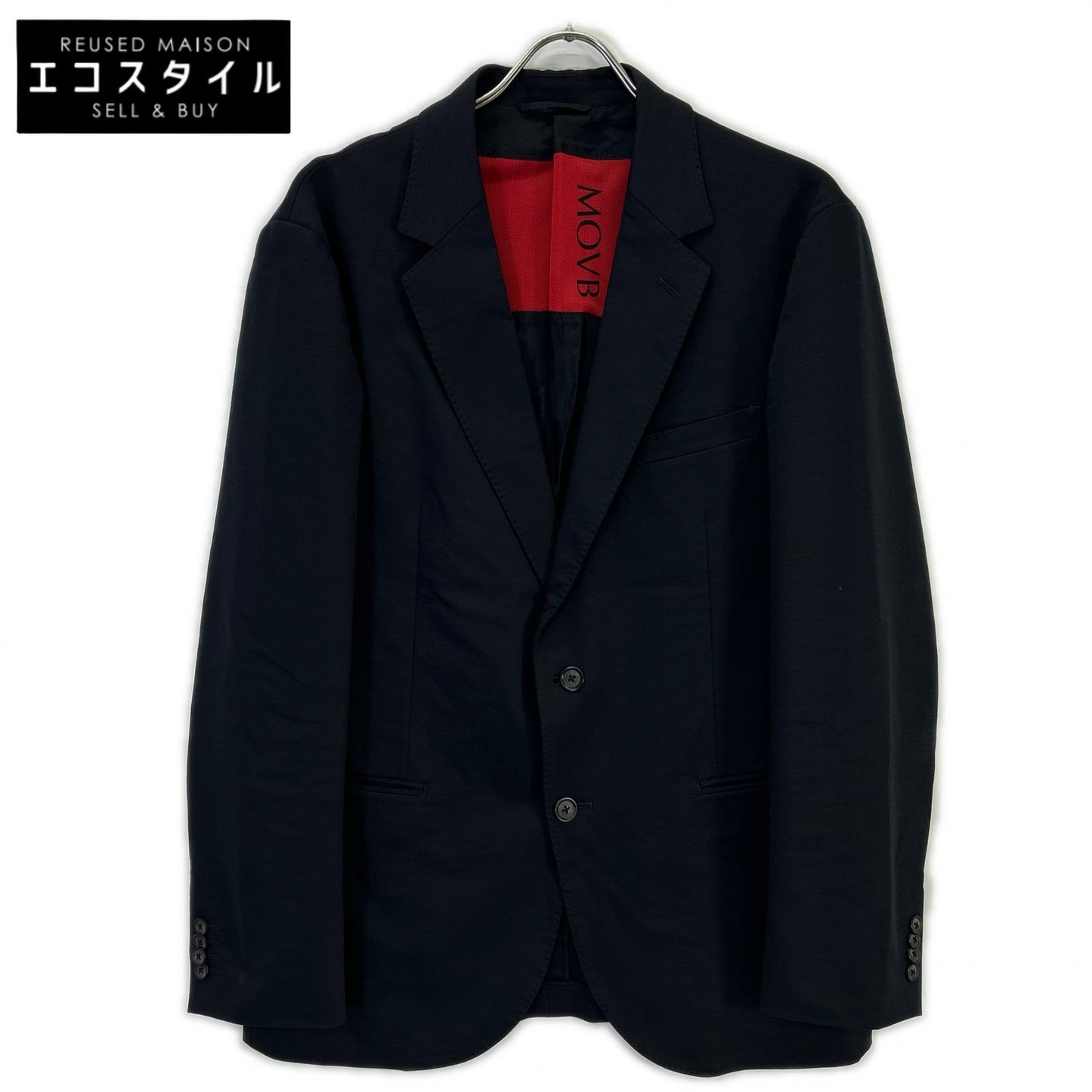 JK-013PR COSMO NAVY Duplex Cotton Jersey Single 2B Notch Lapel Travel Jacket, Jacket, Size 50, Men's