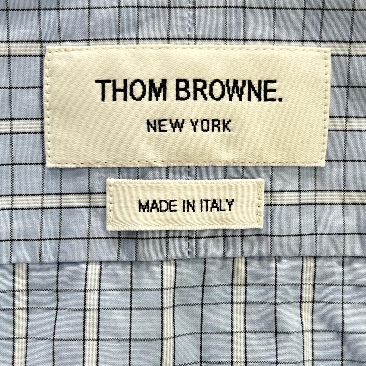 THOM BROWNE 汤姆布朗 MWL320A-07147480 浅蓝色 拼色长袖纽扣衬衫 上衣