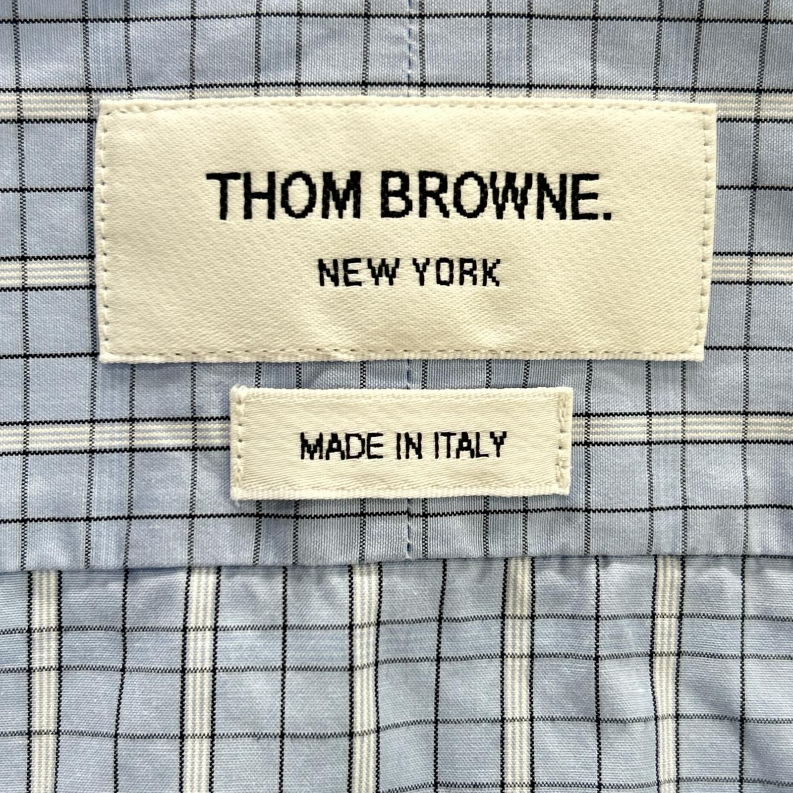 THOM BROWNE 汤姆布朗 MWL320A-07147480 浅蓝色 拼色长袖纽扣衬衫 上衣