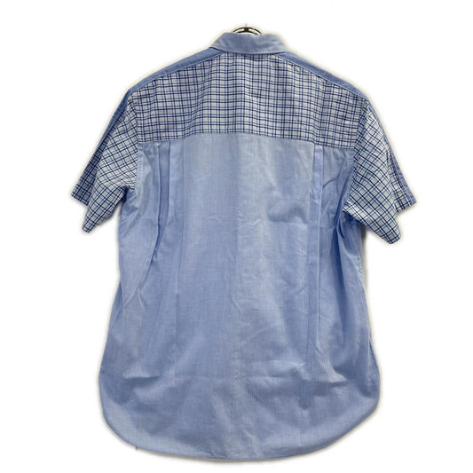 COMMEdesGARCONS HOMME コムデギャルソンオム HE-B036 ライトブルー チェック切り替え ショートスリーブシャツ トップス