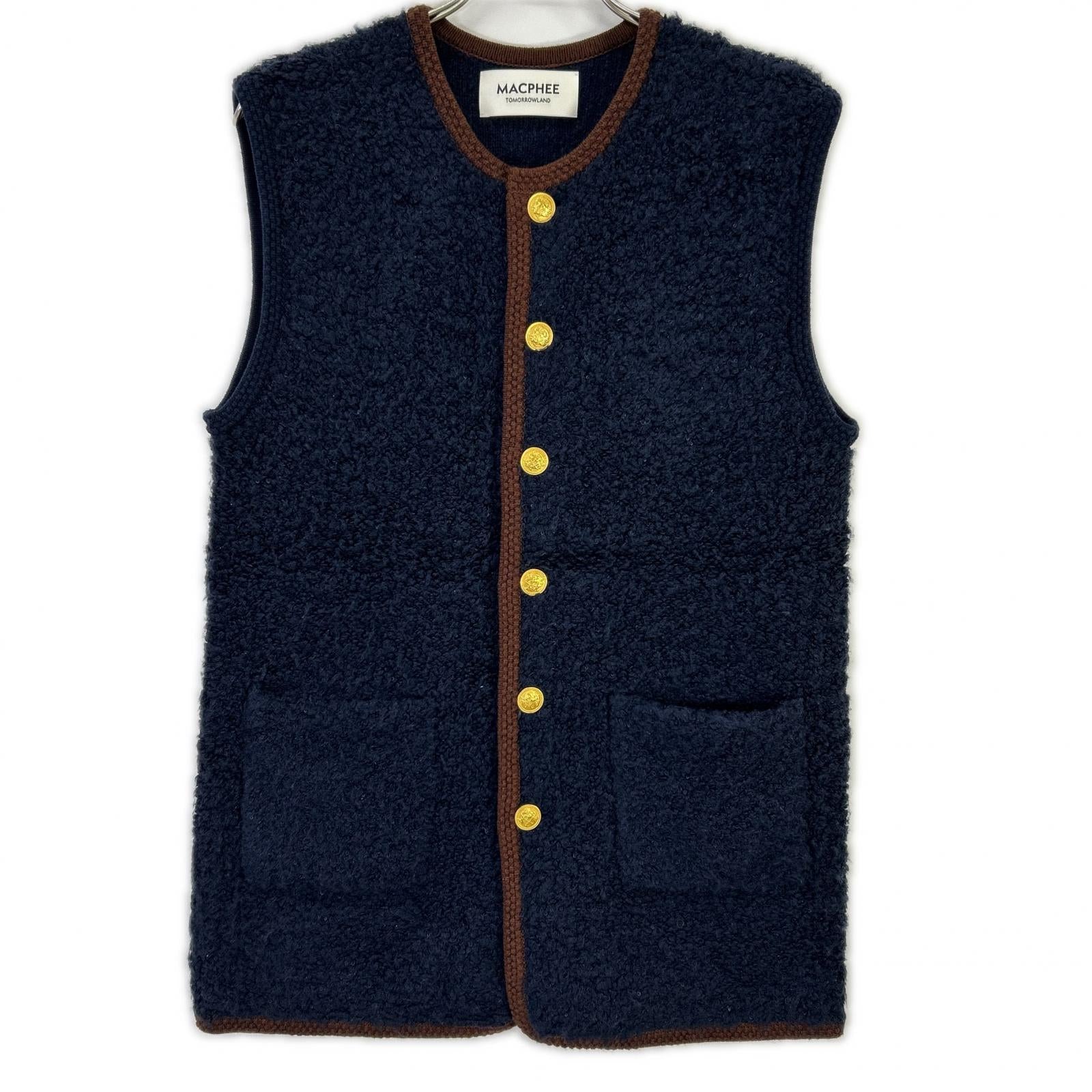 MACPHEE MACPHEE 25AW 海军蓝 羊皮长款马甲 背心