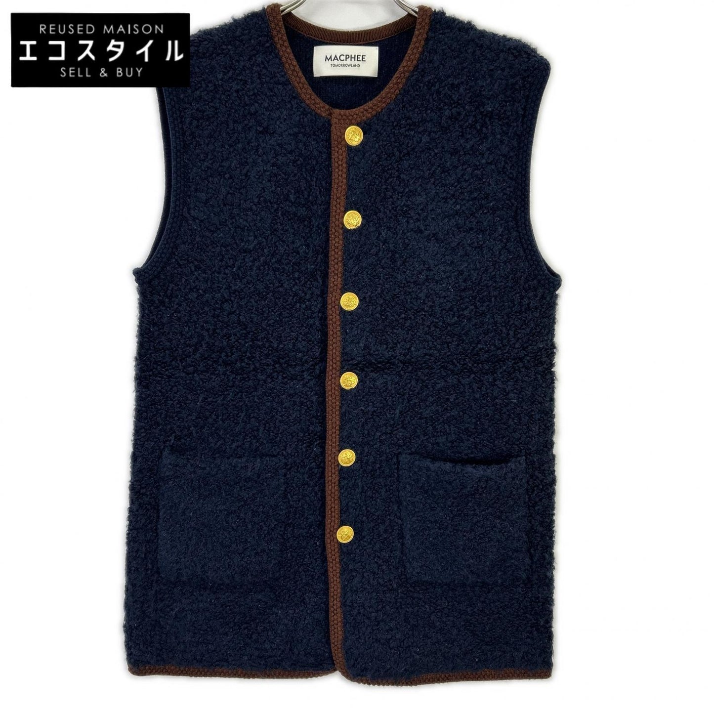 MACPHEE マカフィー 25AW ネイビー ムートン ロングジレ ベスト