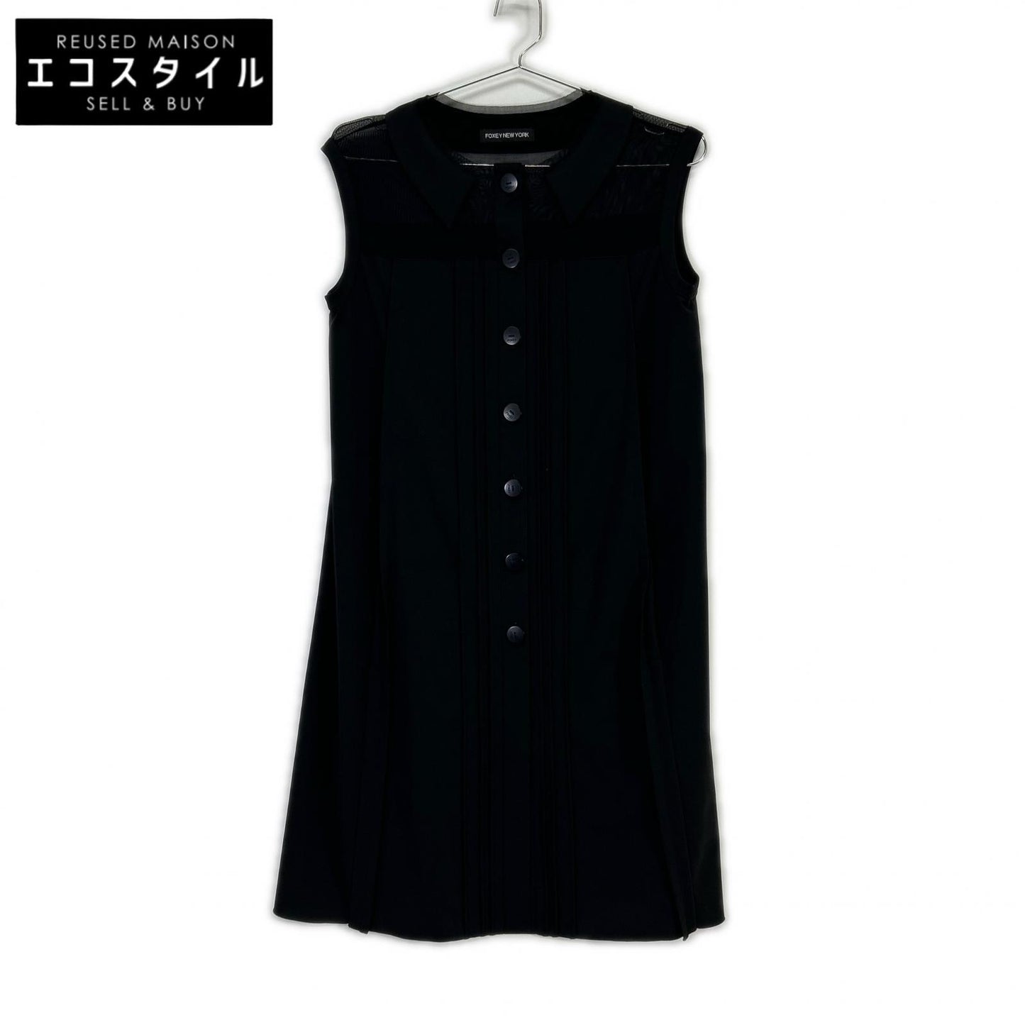 FOXEY NEW YORK フォクシーニューヨーク 24513 ブラック シースルー 襟付き ワンピース ワンピース