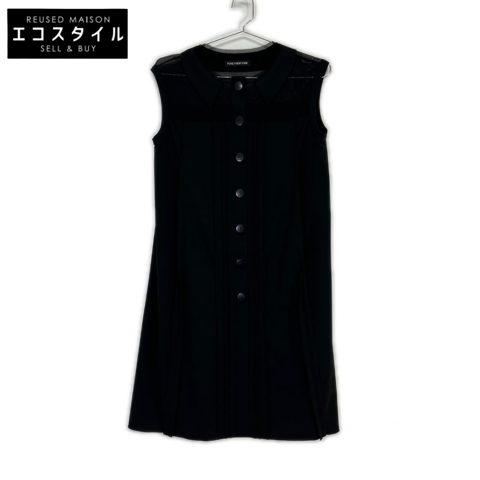 FOXEY NEW YORK フォクシーニューヨーク 24513 ブラック シースルー 襟付き ワンピース ワンピース