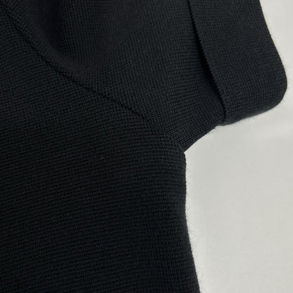 FOXEY BOUTIQUE Foxey Boutique 23537 Black Round Collar Button-Down Short-Sleeved Knit Dress Dress
