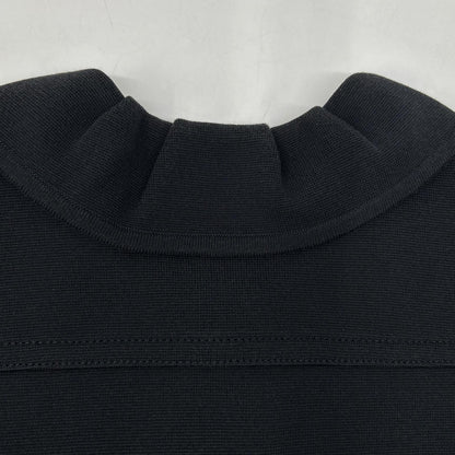 FOXEY BOUTIQUE Foxey Boutique 23537 Black Round Collar Button-Down Short-Sleeved Knit Dress Dress